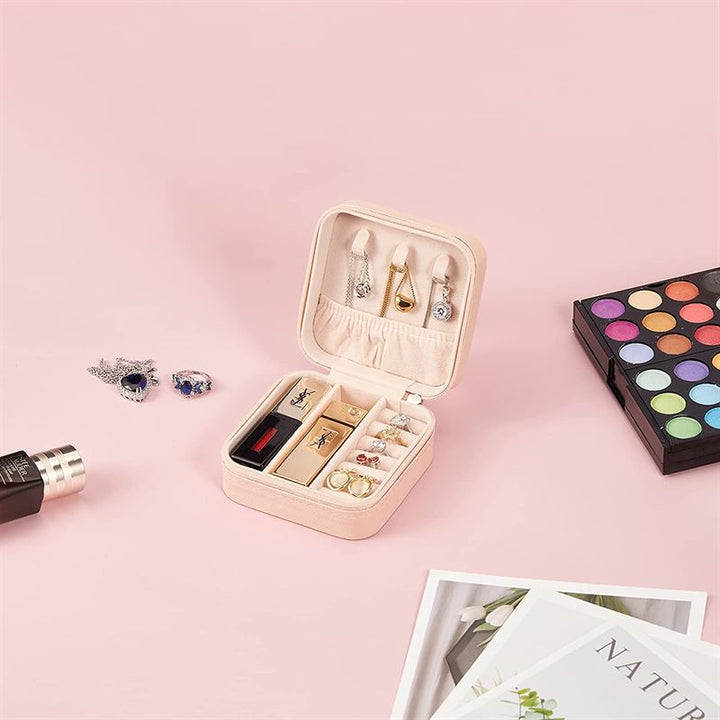 UNIQ Leatherette jewellery box for earrings - Pink Square - pink - Jewelry Box