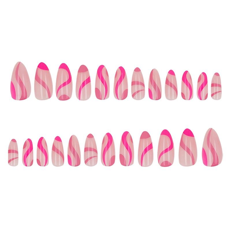 UNIQ Press On Nails with Glue - Pink Swirl - | Fashiongirl