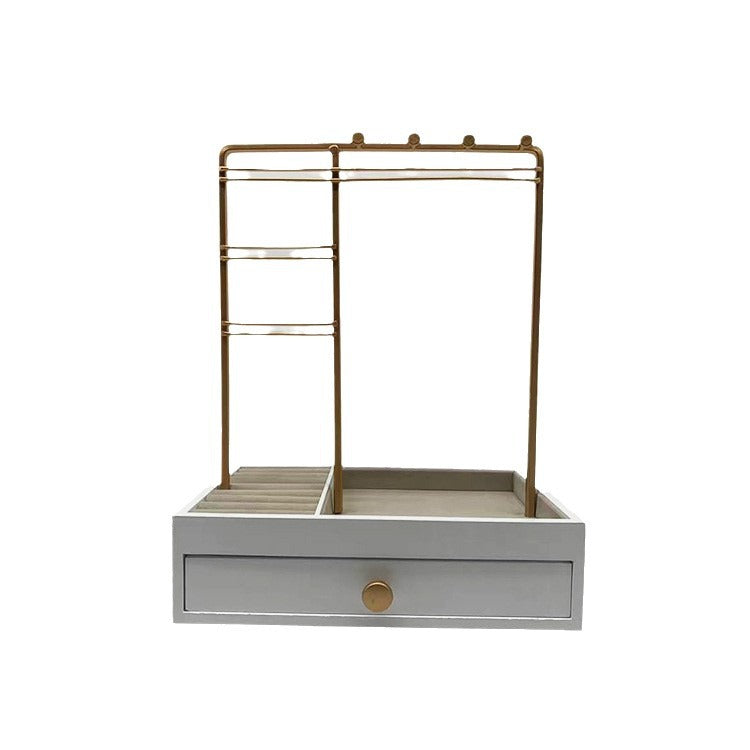 UNIQ Schmuckständer in Gold mit Schublade (29 cm) – Schmuckhalter für Ohrringe & Ketten