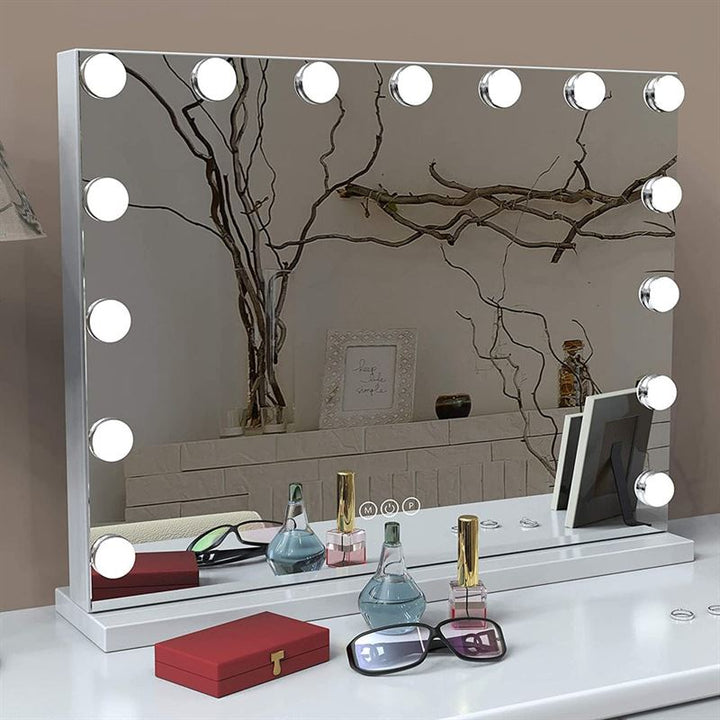 UNIQ XL Hollywood Vanity Mirror with 15 LED bulbs and touch function - White - Mirror