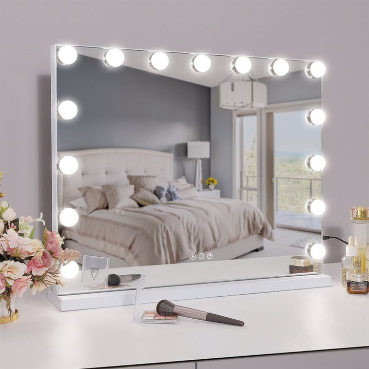UNIQ XL Luxury Hollywood Vanity Mirror with 15 LED Lights and Touch Function – White - Mirror